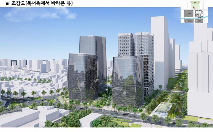 세운지구 조감도(북서측에서 바라본 경관)