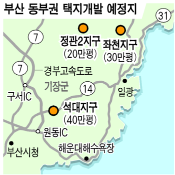 東부산권 택지 3곳 개발 … 좌천등 90만평