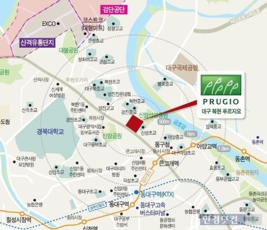 [대구 복현 푸르지오②입지]단지와 맞닿아 초중학교만 3개 포진