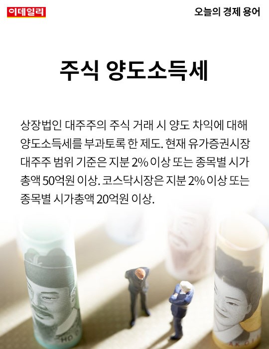 [카드뉴스] 오늘의 경제용어 - 주식 양도소득세