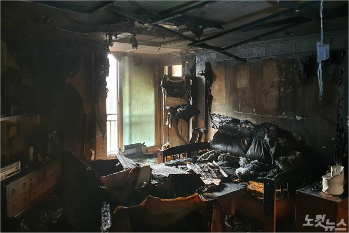 부산 금정구 아파트 불…1명 부상, 1100만원 피해