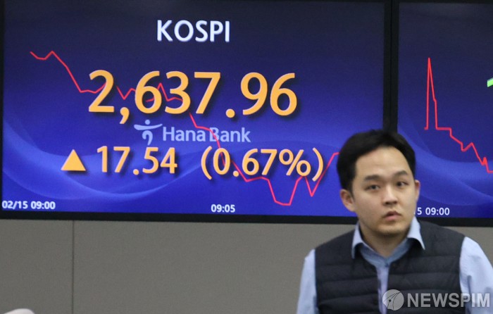코스피 17.5상승하는 15일 오전 주식시장