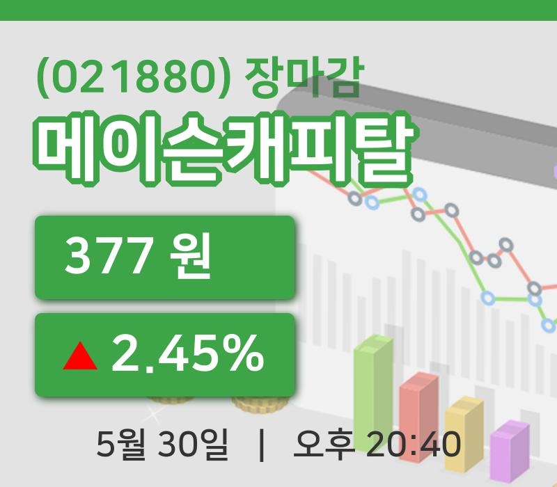 마감증시보고메이슨캐피탈 30일 377원 마감주식차트통계 및 분석  