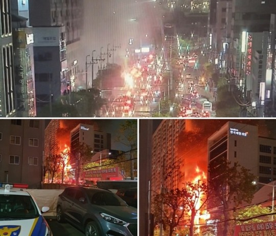 부산 동구 송도디오션 모델하우스 화재 전소