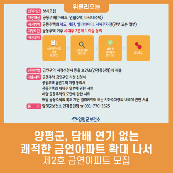양평군, 담배 연기 없는 쾌적한 금연아파트 확대 나서