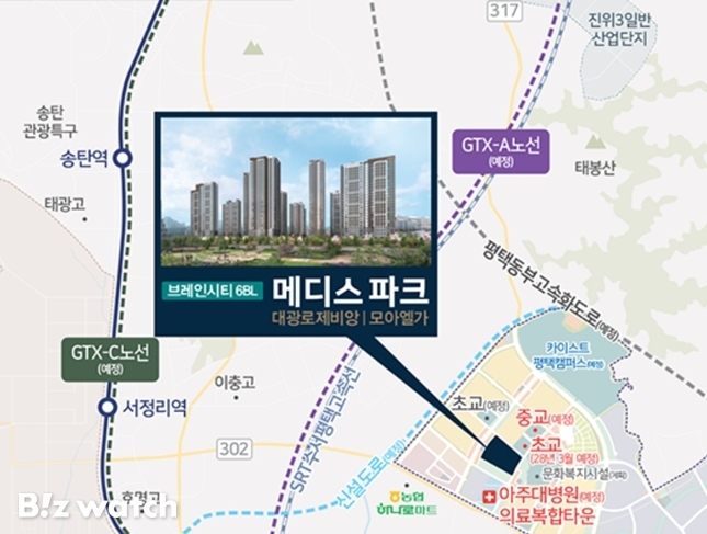 평택 '브레인시티 메디스파크 대광로제비앙 모아엘가' 공급